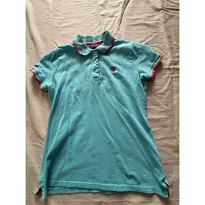 U.S Polo Assn. Womens Aqua Polo Shirt Size S Short Sleeve Logo Embroidered